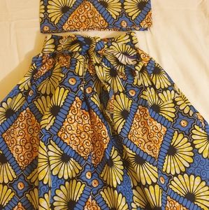 Midi Print Skirt w/head wrap